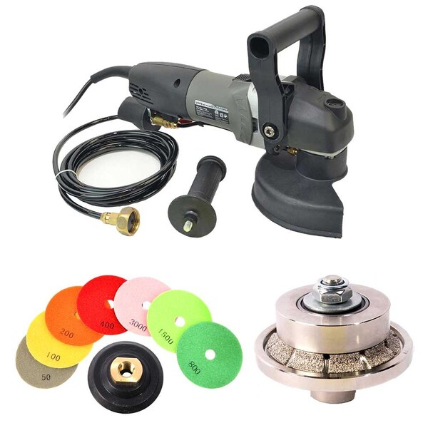 Hardin VSP5 5" Var Speed Polisher, 3/16" Radius Diamond Profile Wheel & 8 pc 4" Diamond Polishing Pad Set H316WVPOLSET - main